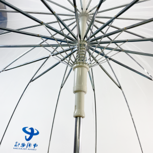 Ovida Adult Long Shaft Strong Bubble Transparent PVC Plastic Clear Dome 16 ribs Umbrella