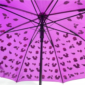 Ovida 23 inch 8 ribs J shape umbrella with metal frame and customized cartoon print