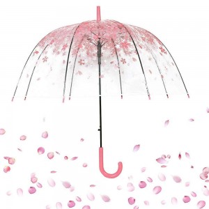 Ovida cherry blossom POE transparent umbrella with multi colors flower wedding gift garden umbrella canopy wholesale cheap price