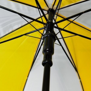 Ovida Regular Yellow and White Multi-color Wood Handle Auto Open Promotion Stick Umbrella