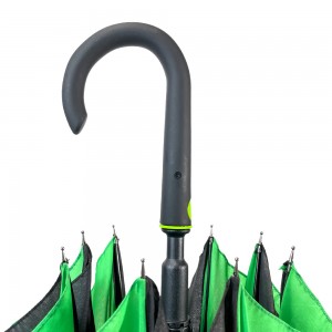 OVIDA 23 Inch 8 Ribs J Shape Rubber Handle Umbrella Custom Design Green Umbrella