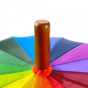 OVIDA 23 Inch 14 Ribs Ladies’ Umbrella Wooden Handle Pongee Fabric Accept Custom Logo Print