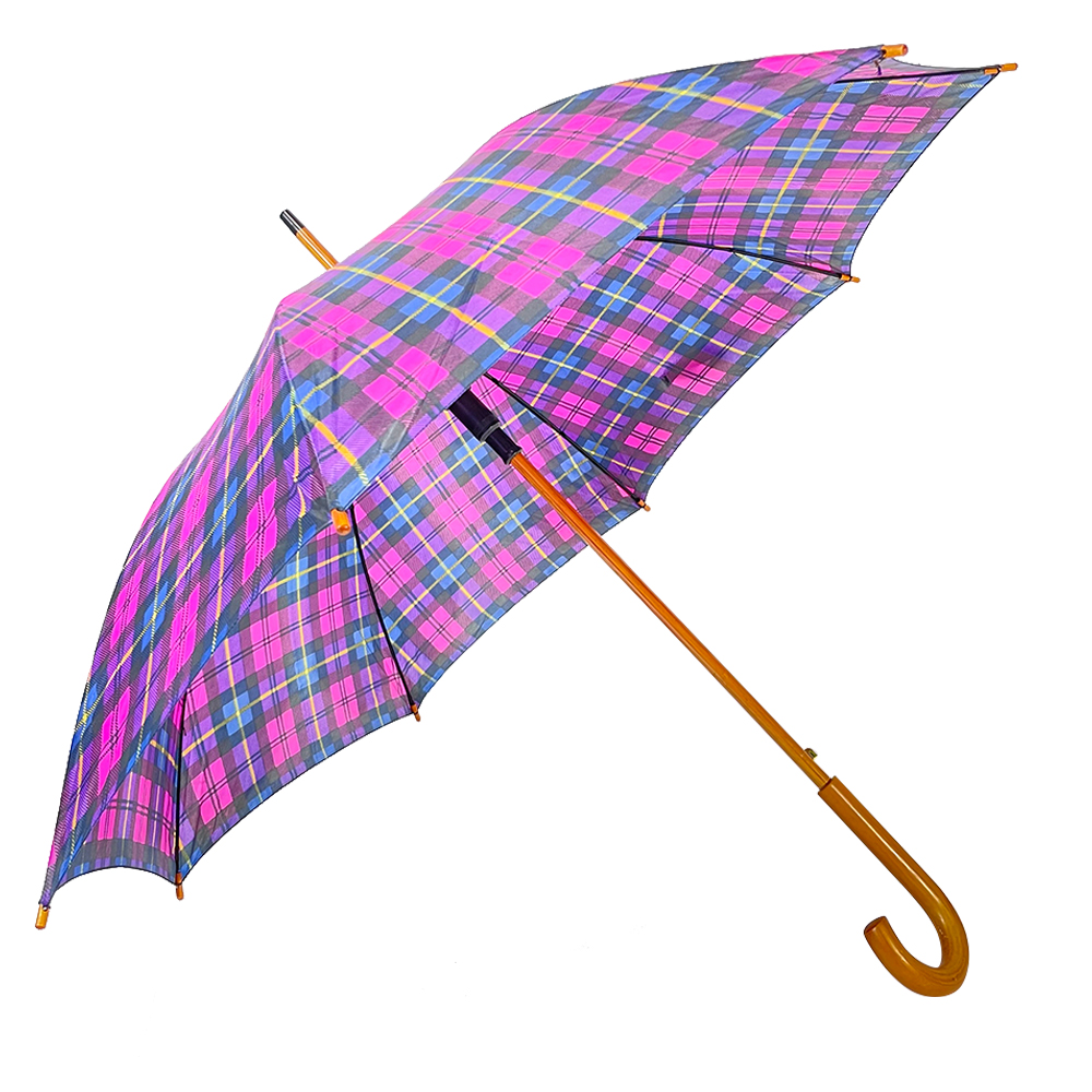 2021 New Style Advertising Beach Umbrella - Ovida Auto Open Curve Handle Wood Umbrella With Customized Design Straight Umbrella Factory – DongFangZhanXin