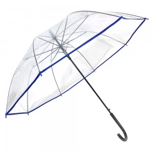 OVIDA 23 Inch 8 Ribs Rain Umbrella POE Transparent Clear Blue Umbrella With Custom Logo