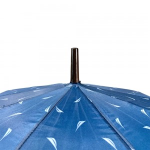 OVIDA 23 Inch 10 Ribs Automatic Open Printed Blue Fabric Straight Umbrella