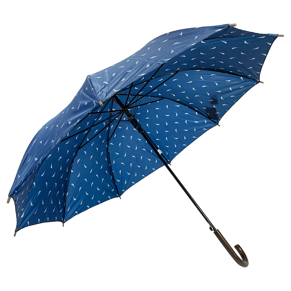 OVIDA 23 Inch 10 Ribs Automatic Open Printed Blue Fabric Straight Umbrella