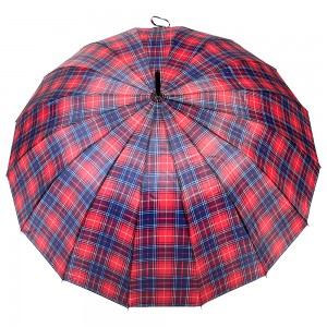 OVIDA 16 Ribs Red Plaid Umbrella Wooden Handle Wholesale Umbrella