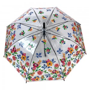 OVIDA Clear Transparent POE Umbrella Custom Logo Plastic Wholesale Umbrella