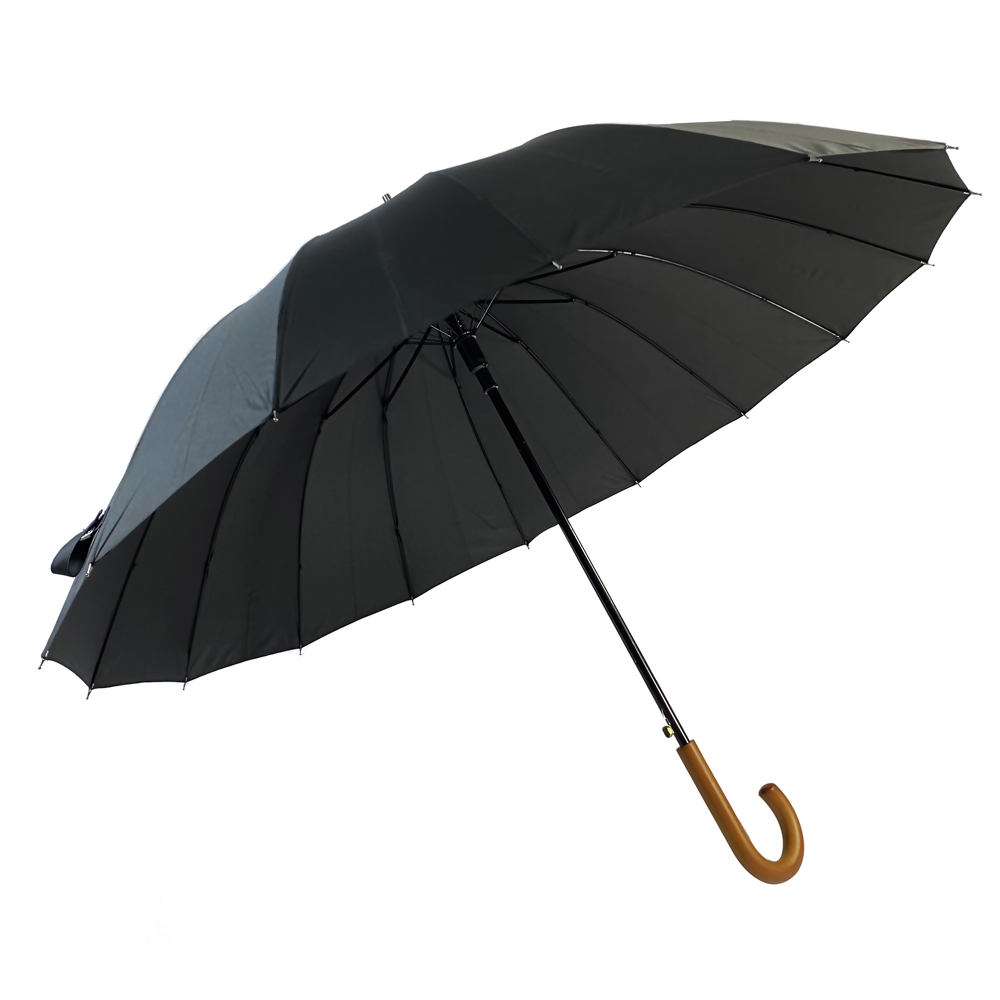 Ovida promotional customized golf umbrellas 27 inch 16 ribs big size golf straight umbrella with wooden handle high quality