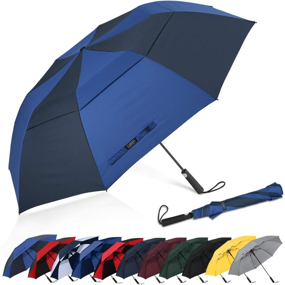 Ovida double canopy strong storm proof wind resistant custom foam handle air vented golf umbrella
