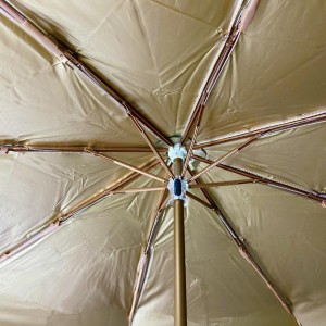 OVIDA three folding super light ladies’ umbrella colorful with champagne color umbrella