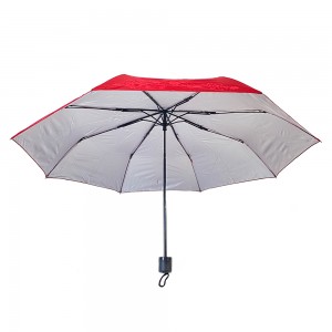 OVIDA three folding promotional umbrella light weight silver UV coating umbrella