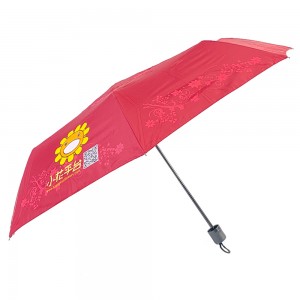 OVIDA three folding promotional umbrella light weight silver UV coating umbrella