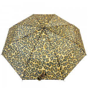 OVIDA three folding promotional leopard umbrella rain umbrella with custom design