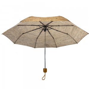 OVIDA three folding custom umbrella with metal shaft and plastic handle umbrella