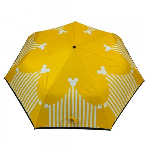 OVIDA 3 fold lovely cartoon umbrella custom logo print black UV coating sun umbrella