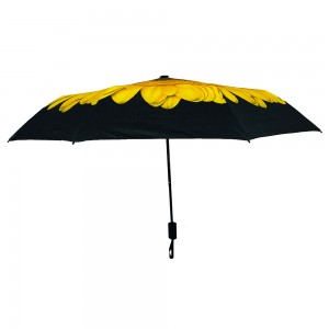 OVIDA sunflower design digital printing cheap promotional advertising 3 folding gift umbrella