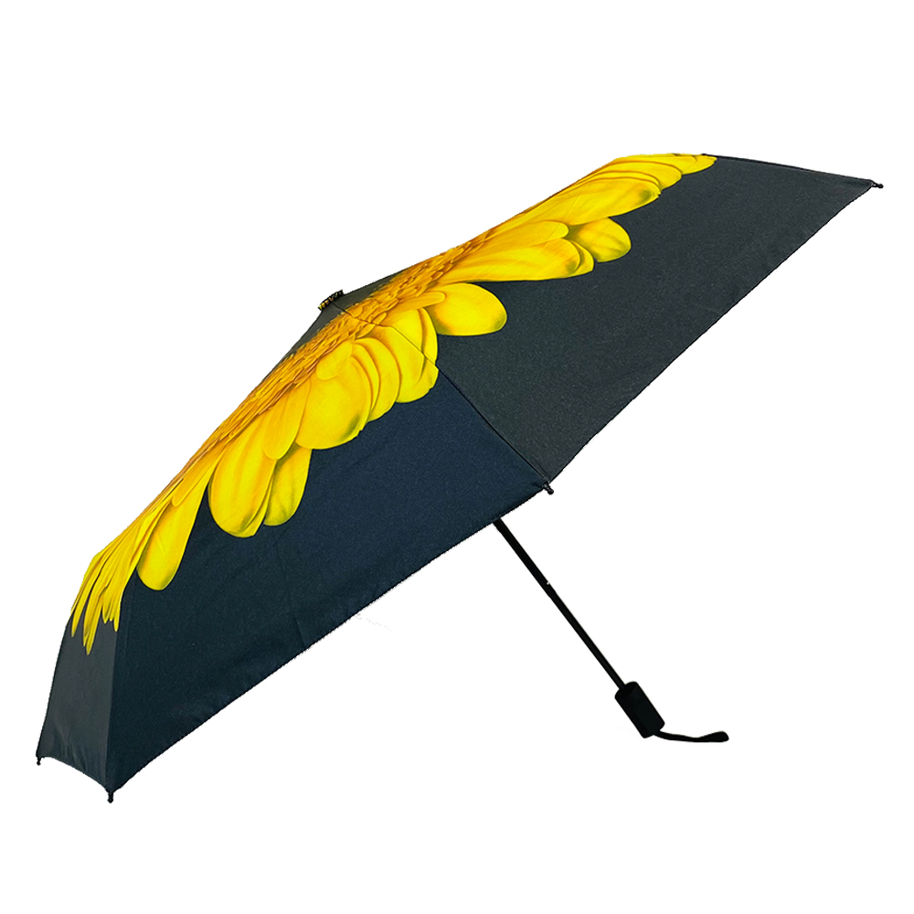 OVIDA sunflower design digital printing cheap promotional advertising 3 folding gift umbrella