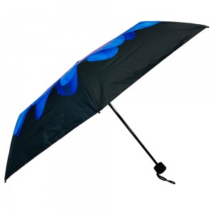 OVIDA blue Flower Watercolor Painting Automatic Umbrella for Rain Foldable Parasol Umbrella Eight strand Outdoor Umbrellas
