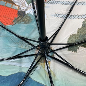 OVIDA Umbrella Women’s Sunny Rain and Rain Two-purpose three-fold inside with photo print Sun Umbrella