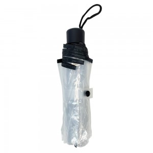 Ovida 3Folding Customized Transparent Umbrella Manual Open Compact Small Mini Short Plastic Clear Umbrellas