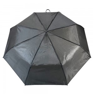 OVIDA 3 folding umbrella black pongee fabric and metal frame custom logo umbrella