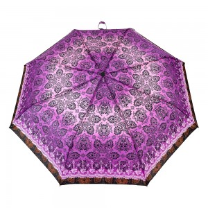 OVIDA 3 folding umbrella custom purple flower umbrella manual open compact umbrella