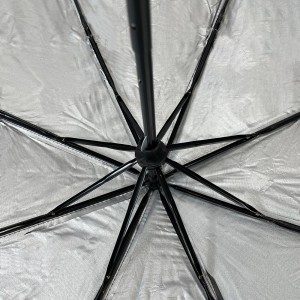 OVIDA 3 folding umbrella silver UV coating sun summer umbrella check fabric umbrella