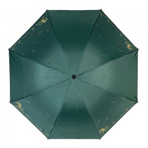 OVIDA new design 3 folding umbrella black UV coating custom logo summer umbrella