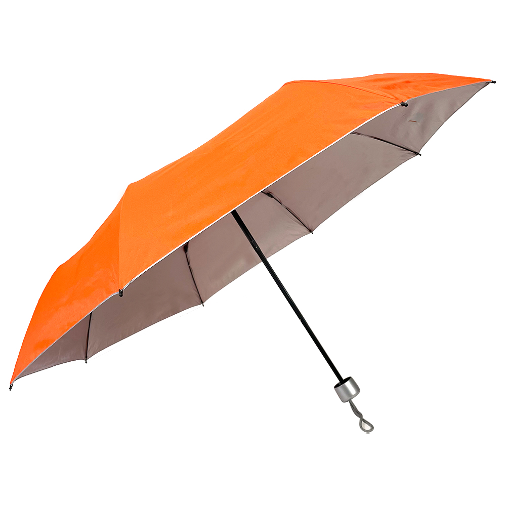 OVIDA Youth orange color Eco-friendly polyester fabric with silver protection compact travel umbrella