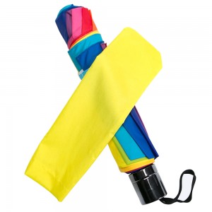 OVIDA Best Sell Portable 3 Fold Colorful Rainbow Umbrella Chinese Umbrella Manufacturer