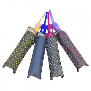 Ovida 3 Fold  Auto Open Custom Logo Umbrellas with  Pongee polyester fabric 3 folding automatic Star with piping Umbrella Factory in China