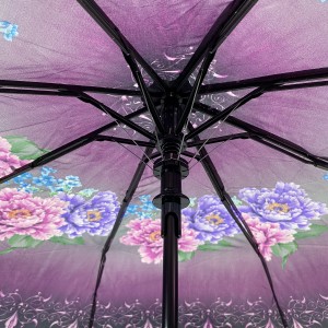 Ovida 3 folding Custom Automatic Umbrella Folding with Flower Custom Design