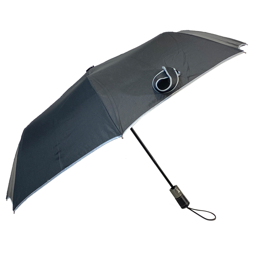 Ovida 3 folding High End Umbrella with Automatic open and Leather Soft Handle