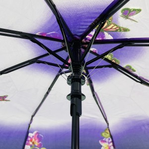 Ovida 3 folding Auto open Tulip and Butterfly design Umbrella