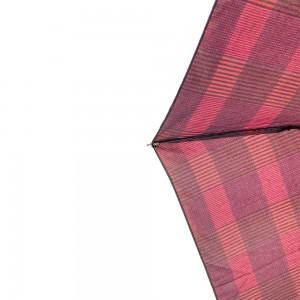 Ovida 3 fold Auto open Bend J handle Business windproof Umbrella with Scotland Check design fabric