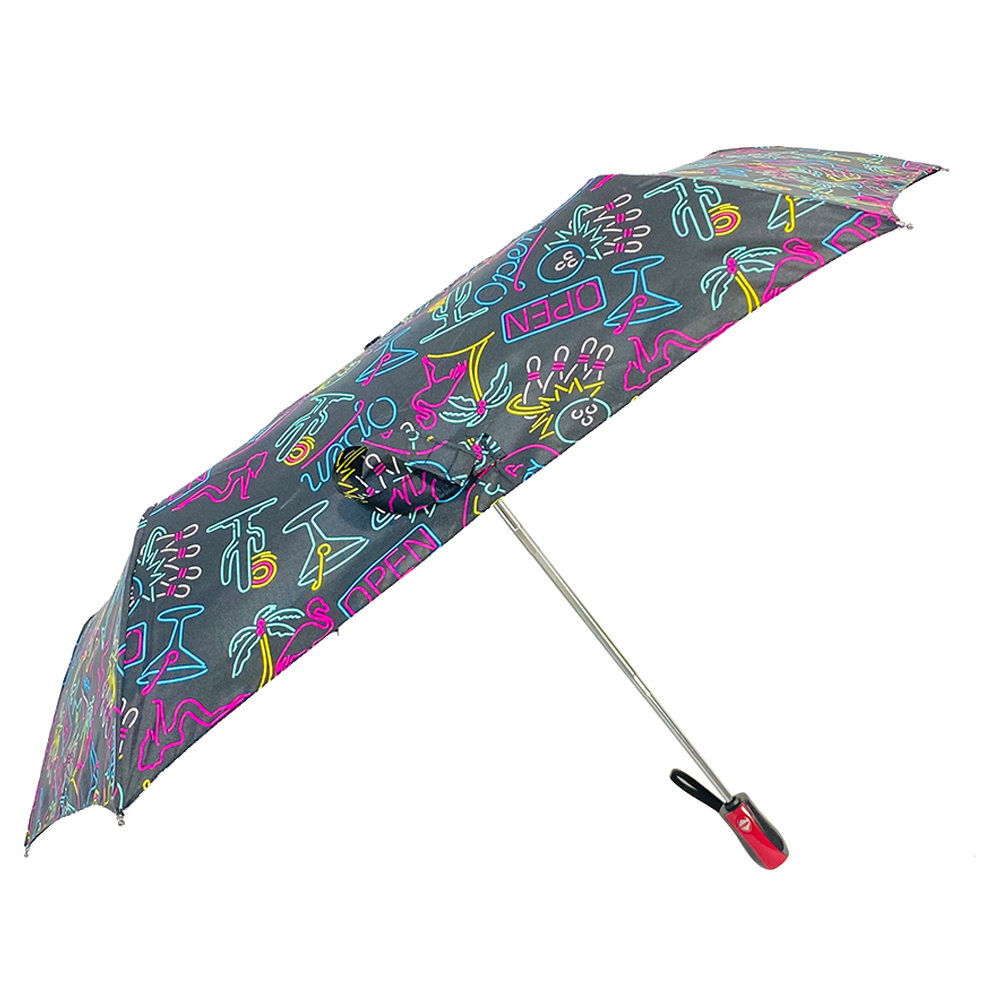 Ovida super light three fold umbrella with full print pattern automatic open and close foldable custom umbrella