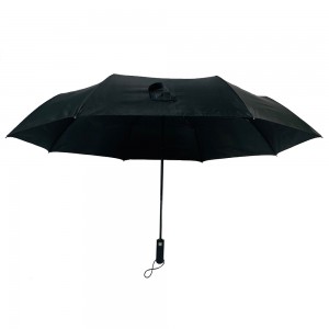 Ovida high quality black rubber handle rain umbrella for men auto open close three fold blue black coating 27inch folding golf umbrella