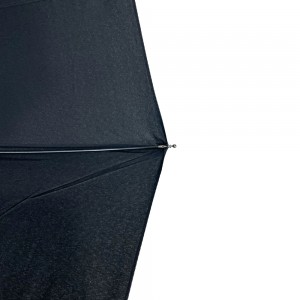 Ovida  automatic 3 fold plain umbrella with wooden handle  8 ribs wind proof pongeed fabric three section umbrellas