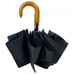 OVIDA 3-folding Umbrella Wooden Handle High-end Umbrella For Gift Set Promption Umbrella