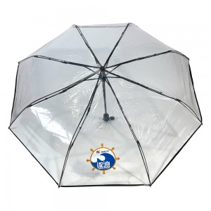 Ovida Poe Material Mini Windproof Fold Rain Clear Plastic Cover 3 Fold Outdoor Umbrellas Eco-Friendly Recycling Fashion Lady 3 Folding Transparent Poe Rain Umbrellas