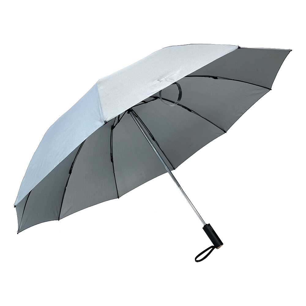 Ovida Telescopic Custom Print 3 Fold Rain Umbrella Strong Portable paraguas in full grey Auto Open High Quality 3 Fold Golf Umbrella sombrilla