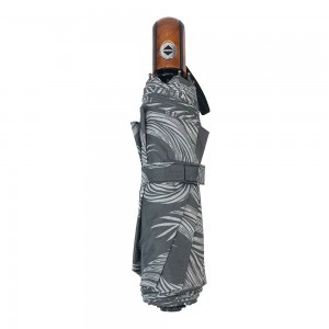 Ovida 3-folding Umbrella Pongee Fabric Printing With Leaves Pattern Custom Umbrella For Promotion