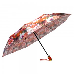 Ovida 23inch 10ribs Large Folding Umbrella Polyester Fabric With Pattern Custom Umbrella