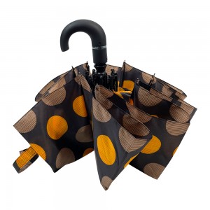 OVIDA 3-folding Umbrella Dot Pattern J Shape Handle Umbrella Can Be Customized Design