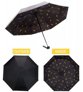 Ovida Five fold capsule fruit umbrella black glue sunscreen and anti ultraviolet Mini Umbrella