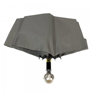 Ovida waterproof pongee fabric cristal ball stone custom 3folding quality luxury umbrella