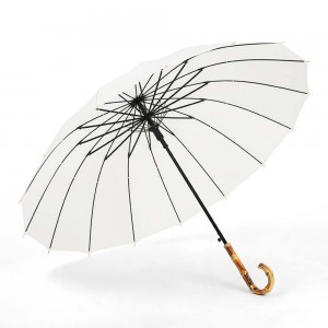Ovida Strong Long Rain Umbrella Women Men 16K Glassfiber Japanese style Bamboo Handle  Parasol