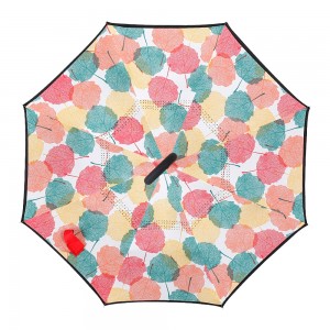 Ovida Double Layer Reverse Umbrella with leaf Printed for Gift and Advertising Customized Design
