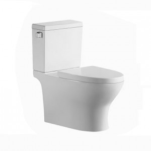 Powerful flush Siphonic Two-piece Round Bowl Toilet,Side lever Flush Toilet